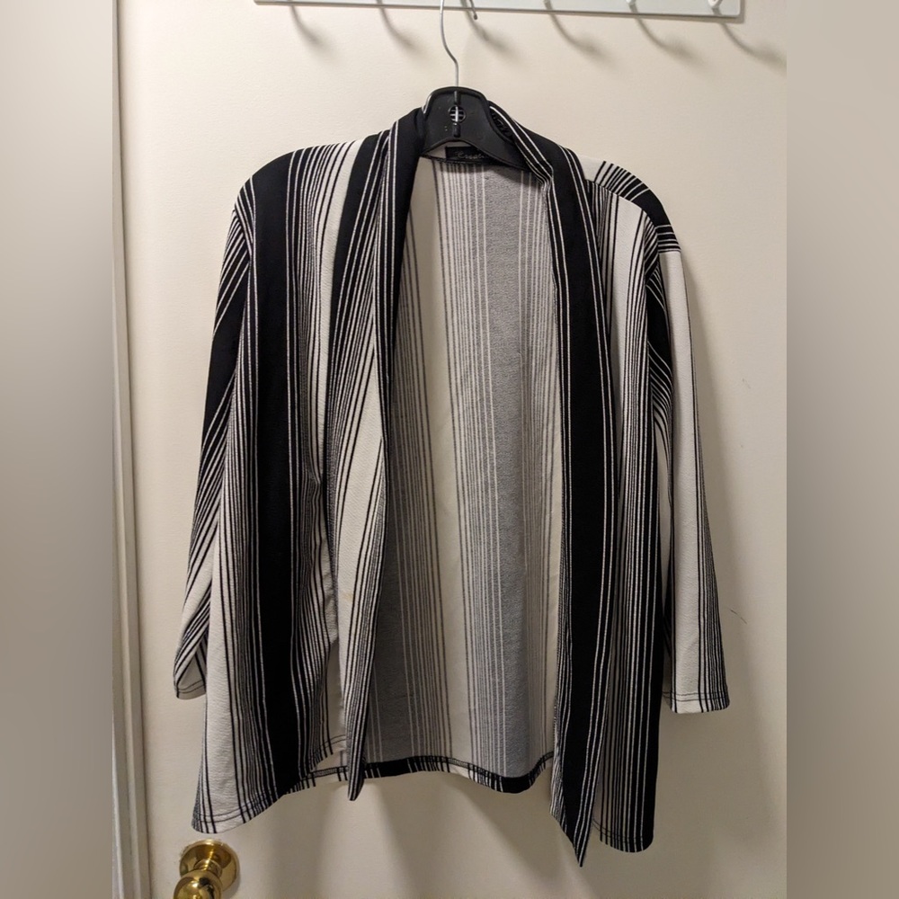 Creation Black and White Striped Open Cardigan size XXL